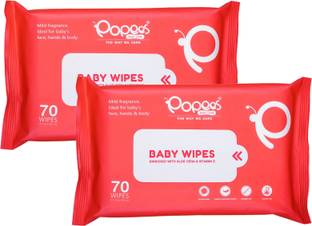 Popees Baby Wipes with Aloe Vera and Vitamin E | Wet Wipes for New Born Baby(Pack of 2)