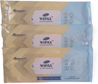 Romsons Wipax Soft Body Cleansing Wipes for Adults Pack of 3 (Combo Pack 30psc.)