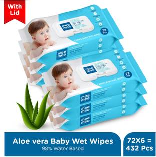 MeeMee Soft Cleansing Baby Wet with Lid | Aloe vera - Pack of 6