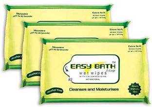 easy bath Wet Wipe 10 pcs, Size : 24x32cm, Large - 3 pkt