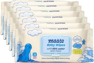 MAATE Baby Wipes (Pack of 6, 432 Wipes) | Soothing & Hypoallergenic | Wipe for Baby's.