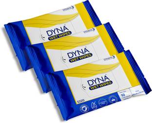 Dyna Wet Wipes Containing Olive Oil-10 Wipes per Packet(Pack of 3)