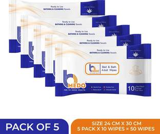 Bmedo Body Cleansing Wet Bed Bath Wipes for Adults(Pack of 5)