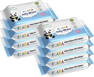 Klara 99% Pure Water Baby Wipes with Aloe Vera | Rash-Free & Paraben-Free | Pack of 8
