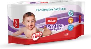 LuvLap Sensitive Baby Wipes, Fragrance Paraben Free, 72 Wipes/Pack