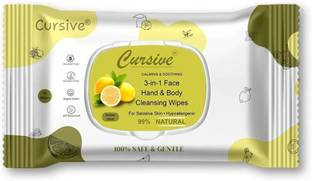 Cursive Unisex Extra Cool Cleaning Face & Body Makeup, Oil ,Sweat Remover Wipes/Tissues