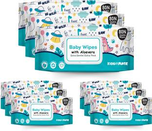 Kidsmate Gentle Care Baby Wet Wipes, Aloe-Infused Moisturizing Wipes (Pack of 9)