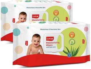 LuvLap Paraben Free wipes for baby with Aloe Vera, with Lid (Pack of 2)