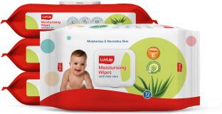 LuvLap Paraben Free wipes for baby with Aloe Vera, 72 wipes/pack with Lid