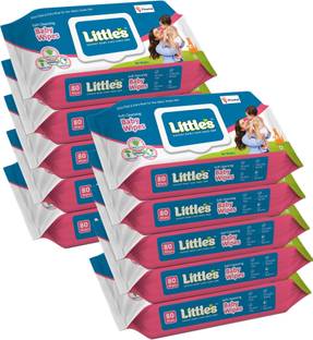 Little's Soft Cleansing Baby Wipes with Aloe Vera, Jojoba Oil and Vitamin E, Lid Pack
