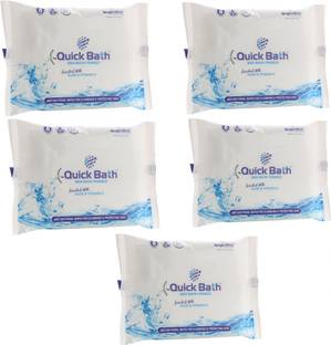 QUICK BATH Bed Bath Wet Wipes for Adults and Patients, Pack of 5 (10 Wipes/Pack)