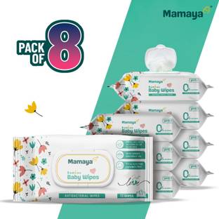 MAMAYA Baby Wipes with coconut oil, Aloe Vera, Ph5.5, pack of 8