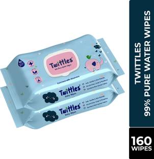 Twittles Soft Cleansing Baby Wipes Pack of 2, Aloe Vera Enriched & pH Balanced, With Lid
