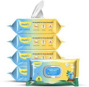 Mumta Soft Cleansing Baby Wipes with Aloe Vera & Vitamin E - 80 Counts/Pack (Set of 5)