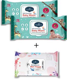 seabird Face Wipes for Dirt Removal Hand Cleansing Tissues & Baby Wet Wipes Combo Pack