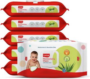 LuvLap Paraben Free wipes for baby with Aloe Vera, with Lid (Pack of 6)