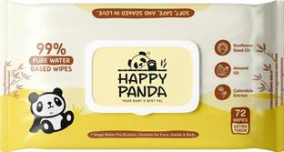HAPPY PANDA Baby Wet Wipes Pack of 1 - 99% Water-Based, Biodegradable, Alcohol-Free
