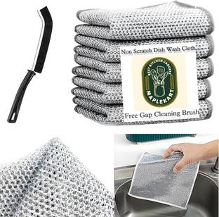 Maplekart Non-Scratch Wire Dishcloth Multipurpose Reusable Metal Cleaning Scrubber Rag Handle Scratch Brush