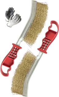 EPITECH MART 2Pc Brass Wire Knife Brush for Polishing and Rust Removing Handle Scratch Brush