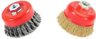 ZIODIC Steel Twisted Cup Brush , Brass Circle Wire Brush Combo for Removing Rust Wheel Brush