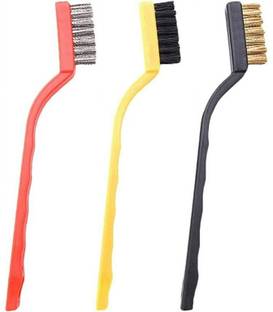 AMEEDARSHAN 3pcs Mini Wire Brushes with Curved Handle for Cleaning Rust Handle Scratch Brush