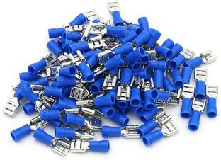 ERHIndia 100 Pcs Female Insulated Spade Wire FDD2-250 6.3mm Blue Female Insulated Spade Wire Crimp Connectors Wire Connector