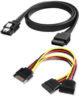 TAAPSEE SATA Data Cable with Locking Latch & 15-pin Sata Y-Straight Extend Splitter Cabl JOINTER Wire Connector