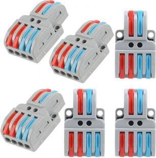 Woodtula Wire Conductor Lever Nut Connector Terminal Block (6pcs, 2 to 4 inline, Multi) Lever Wire Connector