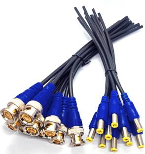 TAAPSEE (20pack) 10 Pieces BNC Cable (Blue) and 10 Pieces DC Power Male (Blue) Cables for Surveillance CCTV Camera Wire Connector