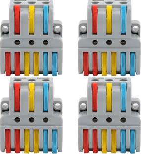 Woodtula Wire Splice Connectors Butt Terminal Connectors (4pcs, 3 to 6 inline, Multi) Lever Wire Connector
