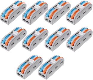 SK Electronics 10 Pcs PCT 2in-2out Push Wire Connector Compact Wires Size 0.08-4.0sqmm 28-12AWG Terminal Block Connectors, Lock Lever Wire Connectors, Wire Connector