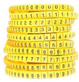voltk 0 to 9 Numbers Yellow Flexible PVC Sleeve Upto 4.5 to 6 sq. mm Wire (100x10PC) wire ferrule Wire Connector