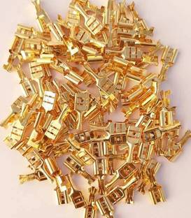 SK Electronics 100 Pcs 6mm Electrical Wire Golden Thimble Lugs, Crimp Female Spade Thimble For Bike, Speaker, RO Water Purifier, PCB, Automobiles, Appliances, AC Wire Connector