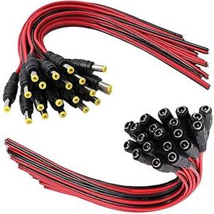 ENOMIRTY 18AWG Each DC Power Pigtail Cable 5A Male/Female DC Power Plug Adapter Connector for CCTV Home Security Surveillance Camera DC Extension Cord Power Tail Wire Connector