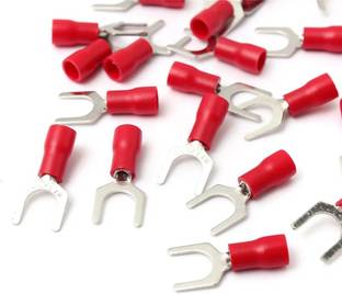 rtsense Fork Type Copper Wire Lug, Furcate Fork Terminals Insulated Connectors Battery Cable Ends, Fit Cable Size: 1.5 sqmm - Fork size 3.5 mm Wire Connector