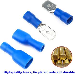 SK TRADERS Male Female Spade Bullet Wire Connector (MDD 2-250, FDFD 2-250) 25 Pcs Each Pack of 50 Pcs Electrical Crimp Terminals Wire Connector