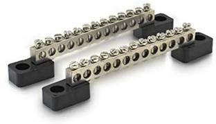 GLOBOMOTIVE 12 Ways Neutral Link Grounding Bar for Cable Looping and Earthing with Bakelite neutral link grounding bar for cable looping and earthing 12 way Wire Connector