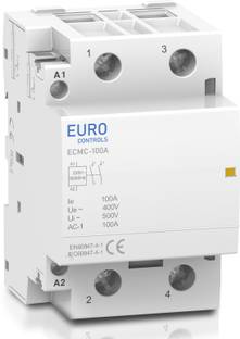 EURO Modular Power Contactor ECMC-100 Amps - 2NO - 220V AC 2 Pole - Din Mount 100 amps 2 pole 2NO AC 220v Wire Connector