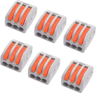 Besillia Wire Connector - Butt Splice Electrical Connectors (6pcs, 3-Port, Orange) Lever Wire Connector