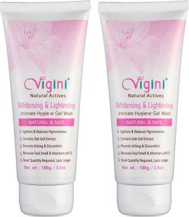 Vigini 100% Natural Actives Intimate Lightening Vaginal Whitening Feminine Hyigene Gel Wash for Women No Added Colors, No Mineral Oil, Sulphate Free, Paraben Free, Non Carcinogenic, Non Staining Non Iching unlike cream serum 200 Ml Intimate Wash