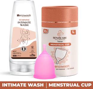 senziwash Intimate Wash For Women Hygiene With Truecup Menstrual Cup Large Size| Intimate Wash