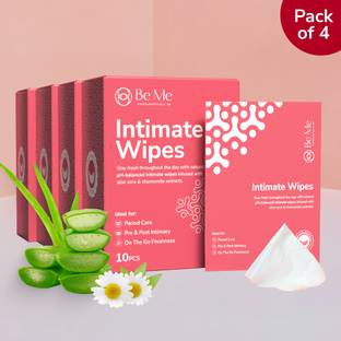 BE ME Period Care pH-Balanced| Aloe Vera & Chamomile Extracts| Anti Bacterial Vaginal Intimate Wipes