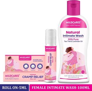 Gynocup Intimate Wash for Women with 5ml Cramp Relief Roll-On for Periods & Body Pain & Intimate Wash