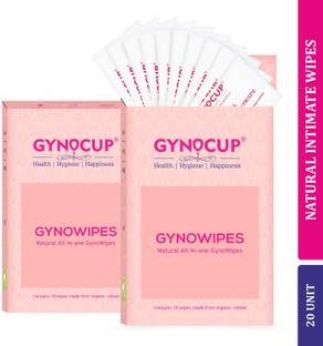 Gynocup Natural Intimate Refreshing & Clean Wipes - Set-20 (Pack of 2) Intimate Wipes