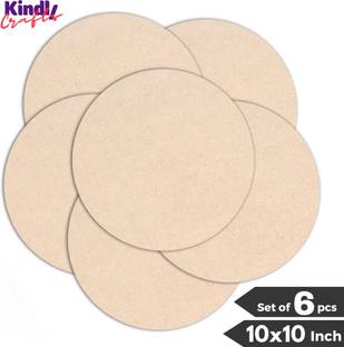 Kindly 10X10 Inches Round MDF Board Cutouts for Art & Craft Mdf Board Sheet Pack of 6 Pine Wood Veneer