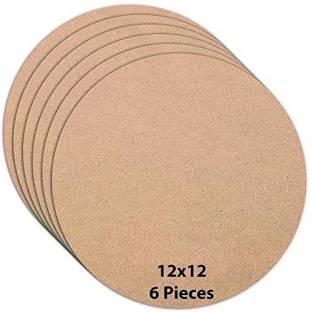 MAANSARU Unfinished MDF Wood Round Circle 2.5 mm Thick 12 inch Board for Art and Craft for Resin Art, Mandala Art, Pyrography, Painting ( Set of 6 ) Wood Veneer (30 cm x 30 cm) Pine Wood Veneer