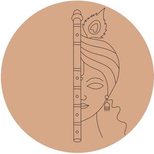 Asvi Krishna with Flute Half Side Premarked MDF Mandala Base Pine Wood Veneer