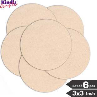 Kindly 3X3 Inches Round MDF Board Sheet Cutouts Mdf Board Sheet Pack of 6 Pine Wood Veneer