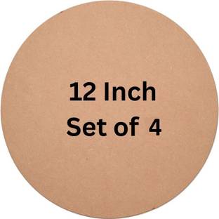 kumawatfeb Round Circle MDF Pine Wood 12 inch MDF Boards for Art and Craft set 4 Pine Wood Veneer