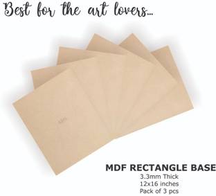 Asvi 12x16 Inch Rectangle Shaped 3.3mm MDF Base for Art, Craft and Painting 3pcs Pack Pine Wood Veneer